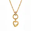 Nuevo Diseño Hebilla de Anillo Corazón Lazo Acero de Titanio Moda Ins Retro Lujo Ligero Hoja Francesa Colgante