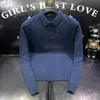 Polo de Punto para Hombre 2025 Otoño e Invierno Nuevo Suéter Camisa Base Color Sólido Versión de Red Camisa Base Ropa de Moda para Hombre