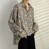 Camisa floral de manga larga para hombre y mujer, adecuada para primavera, otoño y verano, estilo coreano, moderna, genial, nicho, estilo de Hong Kong, chaqueta camisa vintage