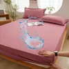 Sábana bajera impermeable de una sola capa de color sólido ajustada, sábana bajera de algodón lavable anti-manchas de una sola pieza, fabricante de sábana bajera ajustada de cobertura total amigable con la piel