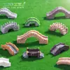 Puente de piedra creativo de paisaje en miniatura, serie de puentes de madera vintage, accesorios decorativos DIY para paisajismo de jardines, adornos en miniatura