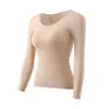 Ropa interior térmica seamless para Otoño e Invierno, para realzar la piel de la mujer, con copas fijas, no necesita usar sujetador, Set de Ropa de Otoño y Pantalones Largos para Mujer