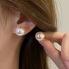 Aretes de perlas Ji de sirena para mujer, temperamento de moda, celebridad de internet, aretes de aguja de plata S925, simples, nicho ins, joyería para la oreja