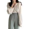 Camisa Chic de Manga Longa Fina Estilo Coreano para Ar Condicionado, Camisa Solta Simples e Elegante para Mulheres, Primavera/Verão 2026