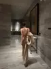 Vestido de un solo hombro con nudo brillante, estilo Shen Jie 2026Ss, nuevo, diosa griega antigua, elegante, sin espalda, largo