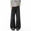 Pantalones rectos de mezclilla lavada versátiles de talla grande para hombre, estilo casual americano, corte holgado, adecuados para primavera y otoño, pierna ancha, desgastados, pantalones largos holgados