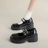 Zapatos Mary Jane de Cuero con Plataforma y Tacón Grueso para Mujer, Zapatos de Boca Baja con una Sola Correa de Estilo Francés Retro de Tacón Alto, Primavera 2026