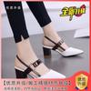 Jinbukang Outwear Toe Sandálias Femininas Primavera e Verão Novos Sapatos de Camada Única Sapatos Femininos de Salto Grosso Pontudo