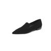Sapatos femininos elegantes de pele de carneiro de cor pura, boca profunda, camada única, outono e inverno, novos, simples, grossos, salto baixo, calçados femininos de camada única