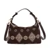 2026 Nuevo Bolso de Terciopelo con Bordado Retro para Debajo del Brazo para Mujer Estilo Coreano Moda Versátil Nicho Bolso de Hombro Cruzado