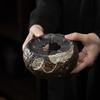 Estufa de té caliente estilo japonés de hierro dorado esmaltado tipo loto, mesa de té de gres con base aislante para calentar velas, juego de té de kung fu