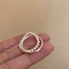 Anillo de perla abierta con lazo de piedra ojo de gato para mujer, verano, pequeño lujo, alta gama, anillo de dedo para comida, anillo dulce francés