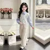 Conjunto informal de dos piezas para niñas 2026 estilo universitario: sudadera de manga larga y pantalones anchos estilo coreano