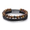 Europa y Estados Unidos pulsera de piedra natural con cuentas de Ojo de Tigre de cuero simple transfronteriza al por mayor Europa y Estados Unidos pulsera de cuerda de cuero de ágata para hombre