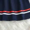 Vestido tipo polo de manga larga estilo universitario para niños, Vestido de línea A a rayas color block con cuello camisero para bebé niña, Ropa de otoño para niños