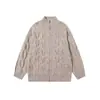Suéter retro de punto trenzado de cuello alto medio estilo americano, unisex, moderno, de punto, cárdigan casual de invierno holgado con cremallera