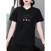 2026 Verão Nova Camiseta Feminina de Manga Curta Moda Tamanho Grande Solta Casual Versátil Gola Redonda Pulôver Top