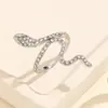 Anel Animal Estilo Europeu e Americano da Moda em Formato de Cobra para Mulheres, Anel Aberto Colorido com Zircônias em Todo o Corpo para Dedo Indicador