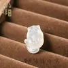 Collar de Calcedonia Blanca Natural de Alta Calidad con Colgante 3D de Ciervo, Gato y Mariposa de Ágata, Mismo Estilo que en Xiaohongshu, Colgante de Jade
