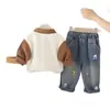 Conjunto de Ropa de Otoño para Niños 2026 Primavera y Otoño Nuevo Moda Infantil Cuello de Corbata Manga Larga Conjunto de Dos Piezas Tendencia