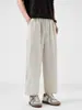 Ropa para Hombre Feng She / 2026 Pantalones de Lino de Nueve Puntos para Hombre Estilo Chino Primavera Rectos Sueltos Casuales Pantalones de Pierna Ancha