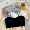 Ropa interior de seda de hielo para niñas de secundaria en etapa de desarrollo, top tipo tubo deportivo con soporte U a prueba de impactos