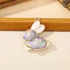 Tendência Nacional Produtos Culturais e Criativos: Acessórios de Brocado de Canção Dupla Face com Design de Coelho de Jade, Materiais DIY, Bolsas Auspiciosas Clássicas Chinesas e Enfeites para Pendurar no Carro