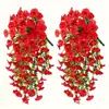 Popular 45 Malhas Montado na Parede Eucalipto Artificial Glória da Manhã Flor de Seda para Casa, Casamento, Pátio, Trepadeira, Flor Artificial Violeta