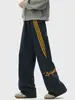 Pantalones deportivos a rayas estilo americano para hombre, nuevos y modernos para otoño e invierno 2026, de alta calle, holgados, rectos, casuales para hombre