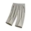 Directo del FabricanteMás Vendidos Shorts Unisex de Seda Helada Genuina Talla Grande, Pantalones Cortos Deportivos Finos de Secado Rápido Rectos para Hombre de Longitud 7/8