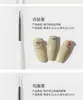 Pinceles de Manicura de Mango Corto Paquete de 7 Blanco Cabeza Plana Pinceles de Pintura Fila de Puntos Forma de Abanico Pinceles para Dibujar Líneas Flores Fototerapia Puntos Taladro Set Completo de Pinceles