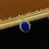 Conjunto de anéis de luxo com design de ouro branco 18 banhado a cobre e luz francesa com anel de zircônio de cristal azul royal