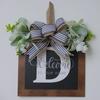 Flor Artificial Transfronteiriça 26 Letras Pingente de Porta de Entrada Placa de Madeira Guirlanda Orelha de Coelho Folha Número da Casa Eucalipto Decoração de Casa de Férias