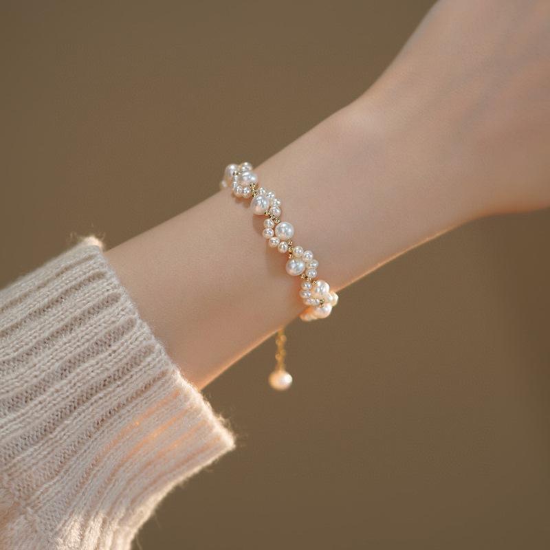 手工编织猫爪天然淡水珍珠手链女轻奢小众高级感甜美网