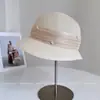 Sombrero de Pescador Estilo Hepburn para Niños, Protección Solar de Verano y Sombrero de Paja Trenzada de Papel, Cáñamo de Seda con Sombrero de Cubo, Sombrilla, Sombrero de Playa