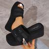 Nuevas Pantuflas de Verano 2024 para Mujer Estilo Ins Hebilla Cuadrada Suela Gruesa Casual para Vacaciones Playa Sandalias con Suela Gruesa Elevadas para Mujer