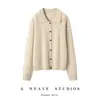 Cardigan de Punto de Lana Cachemir con Cuello de Muñeca para Otoño e Invierno Suéter de Punto Nuevo Estilo Temperamento Suave y Liso Cardigan de Punto Trenzado