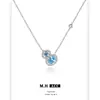 Colar com Pingente de Cabacinha Azul Explosivo para Mulheres, Design de Nicho de Luxo Acessível, Colar de Corrente para Clavícula com Zircônia Azul de Alta Qualidade