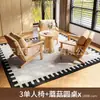 Sillón Individual, Mesa y Sillas Pequeñas para Balcón de Sala de Estar, Silla para Dormitorio de Hotel y Casa de Huéspedes, Estilo Madera Natural