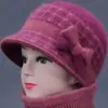Sombrero de Lana de Ala Ancha para Mujer Otoño/Invierno Cálido con Piel de Conejo a Prueba de Frío para Exteriores para Madres y Abuelas de Mediana Edad y Mayores con Gorro de Punto de Forro Polar Adicional