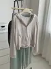 Sudadera con capucha casual de algodón cepillado con caída para mujer, versión coreana Otoño 2026, cárdigan versátil adelgazante con cremallera corta