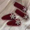 Colección Versátil de Pinzas para el Cabello Rojas Estilosas Inspiradas en la Atmósfera de Otoño e Invierno para Año Nuevo, Pinza Sencilla de Alta Gama para Flequillo y Pasador