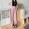 Pantalones rectos torcidos de pierna ancha para mujer 2025 nuevos pantalones casuales adelgazantes de talle alto con aberturas y pantalones largos drapeados