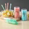Conjunto de Garfos de Frutas de Plástico Descartáveis Palitos de Frutas Garfo de Sobremesa para Bolo de Frutas Doméstico de Dois Dentes Garfo Pequeno para Lanche