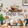 Hs4485C Adesivos de Parede Decorativos com Tema de Café Adesivos de Parede à Prova de Óleo e Impermeáveis Hora do Café Adesivos de Xícara de Café
