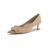 Zapatos de Mujer de Piel Suave, Zapatos de Verano para Mujer con Punta Fina, Zapatos de Tacón Alto Franceses para Mujer Estilo Primavera 2025, Zapatos de Tacón de Aguja para Mujer con Hebilla de Perla