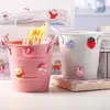 Suporte de caneta de ferro forjado criativo coração de menina balde de caneta de escritório decoração caixa de armazenamento de mesa para estudante simples ins fofo