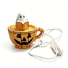 Copo de Abóbora de Resina Halloween Peculiar Luminária Noturna Fantasma Plugue USB Ornamento de Mesa Brilhante Decoração de Feriado