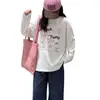 Outono de 2026 Estilo Casual Coreano Estampado Manga Longa Calça de Perna Larga Conjunto Feminino Emagrecedor Solto Fashionável Conjunto de Duas Peças
