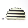 Bolsa de Armazenamento Shell com Patchwork Listrado Transfronteiriço, Bolsa de Higiene Pessoal Portátil de Lona de Alto Valor de Grande Capacidade, Bolsa de Armazenamento para Cosméticos